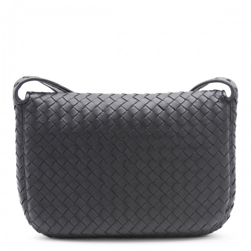 BLACK LEATHER MESSENGER BAG