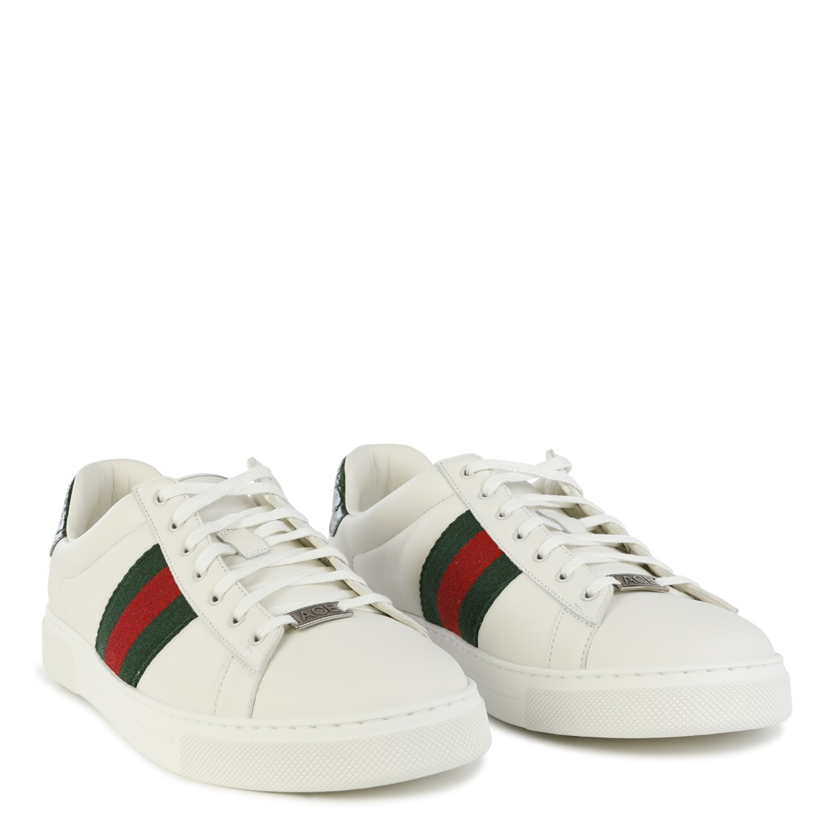 WHITE AND GREEN LEATHER SNEAKERS WHITE AND GREEN LEATHER SNEAKERS