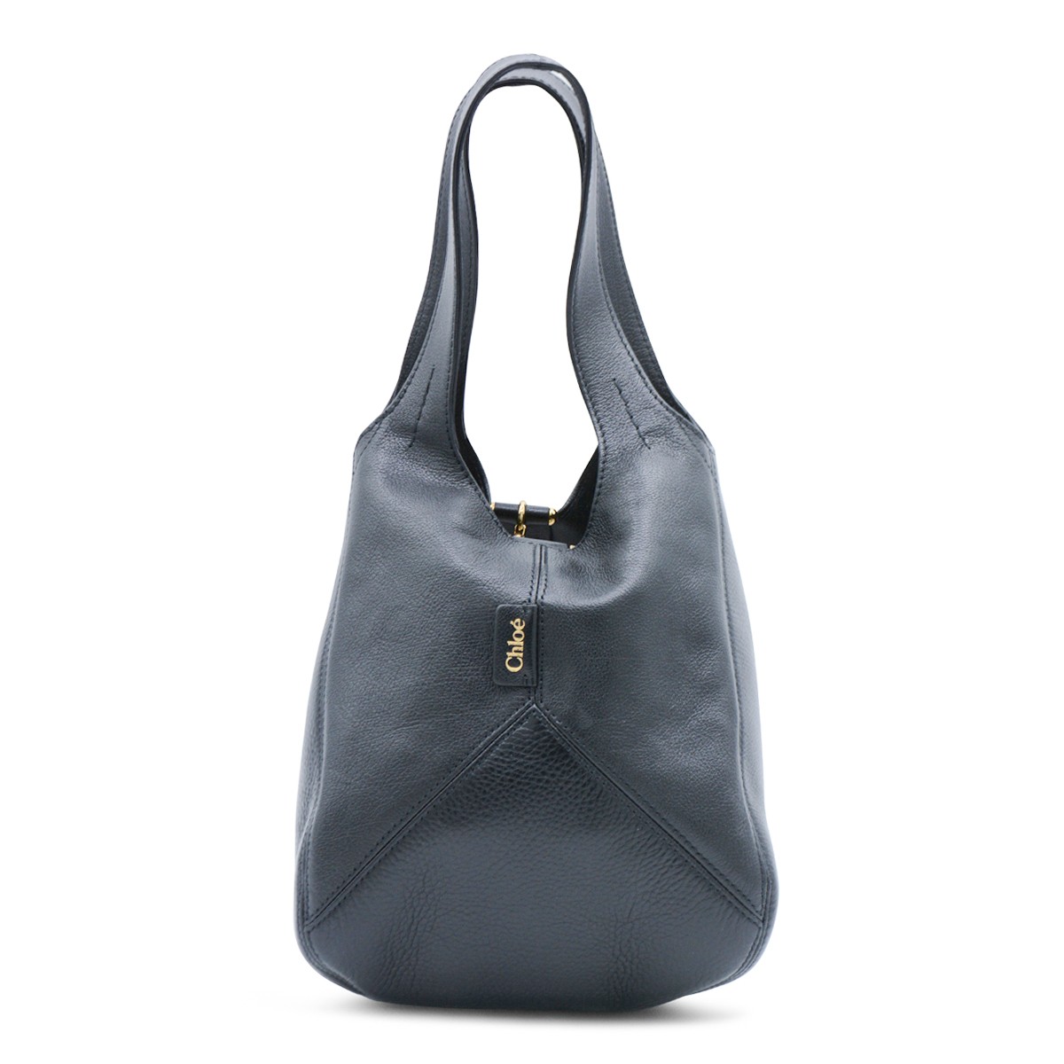 BLACK LEATHER BALLOON SMALL TOTE
