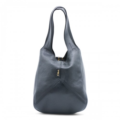 BLACK LEATHER BALLOON SMALL TOTE