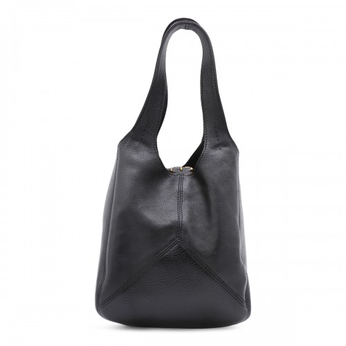 BLACK LEATHER BALLOON SMALL TOTE