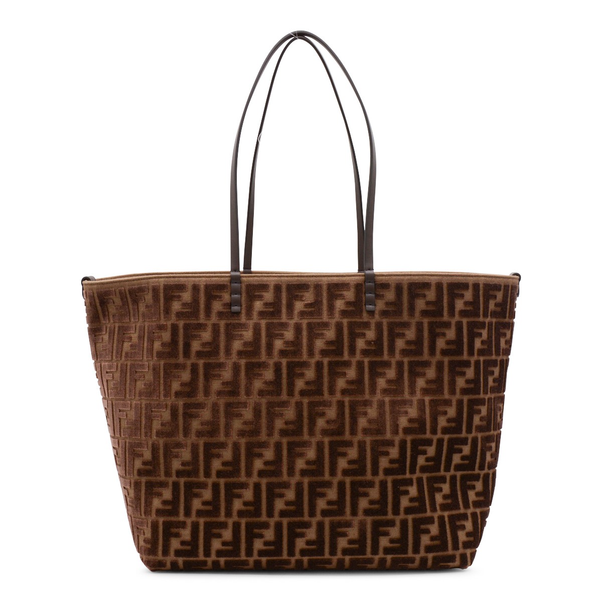 BROWN ROLL LARGE ZUCCA VELVET TOTE