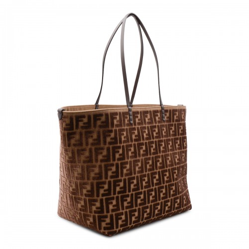 BROWN ROLL LARGE ZUCCA VELVET TOTE