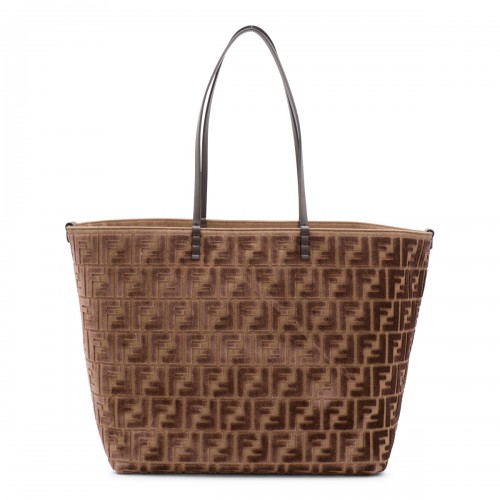BROWN ROLL LARGE ZUCCA VELVET TOTE