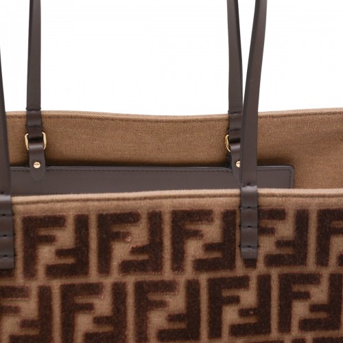 BROWN ROLL LARGE ZUCCA VELVET TOTE