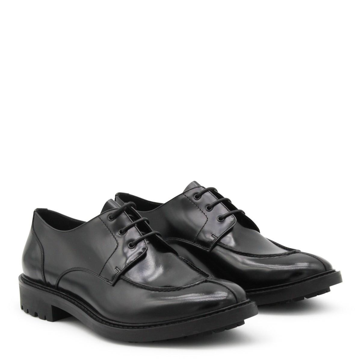 BLACK LEATHER LACE UP SHOES