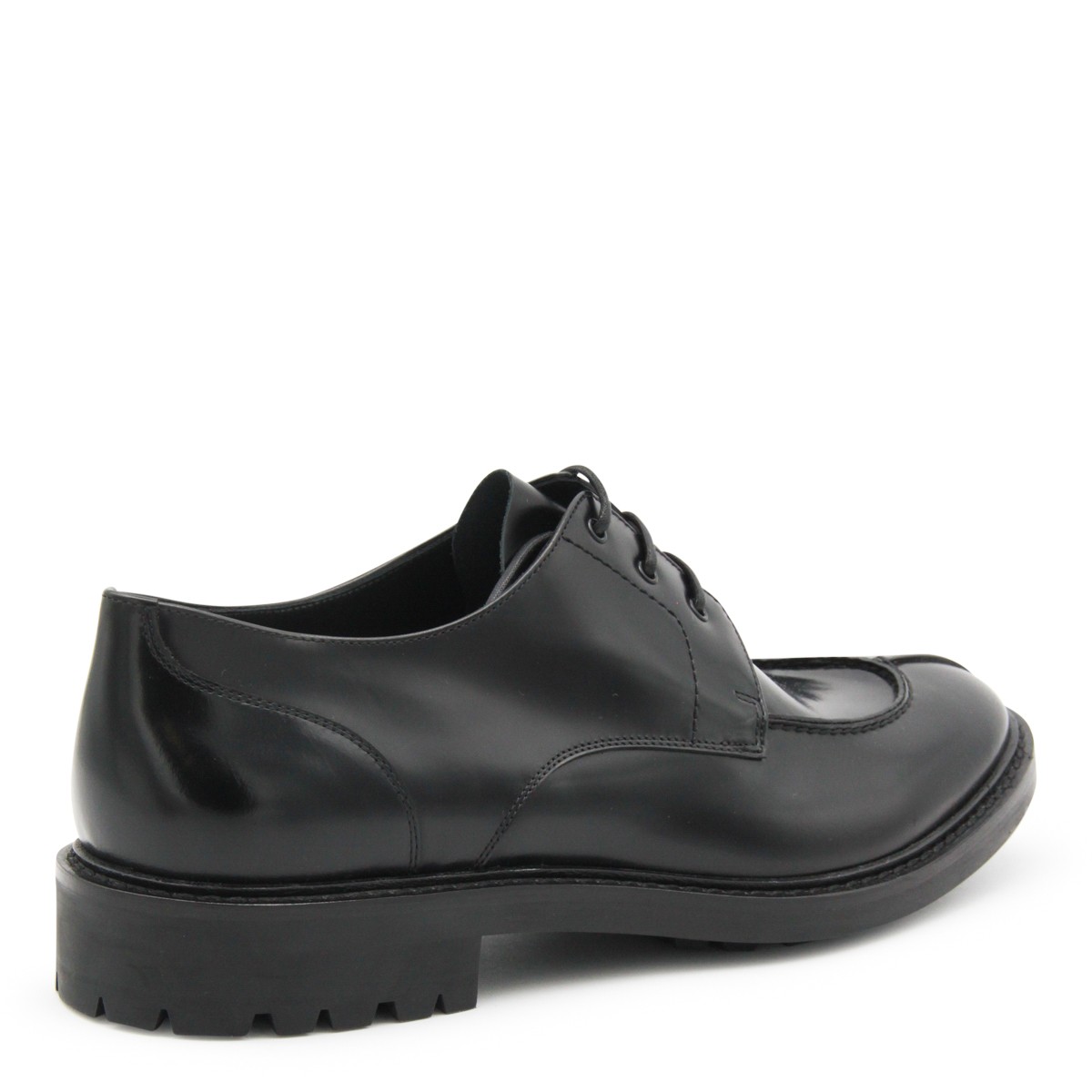 BLACK LEATHER LACE UP SHOES
