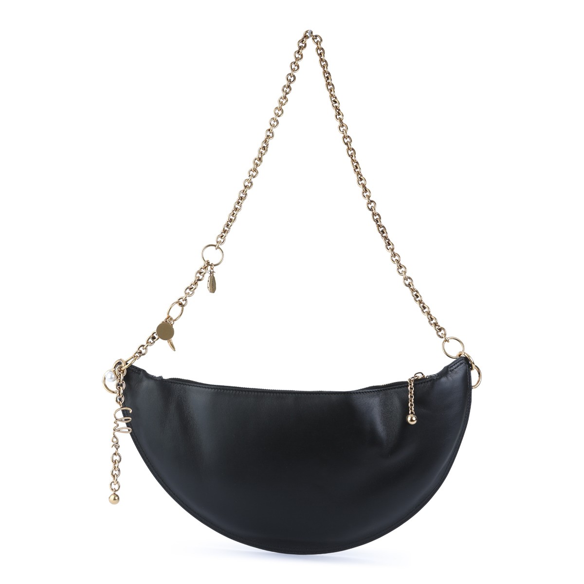 BLACK LEATHER ICONS SHOULDER BAG