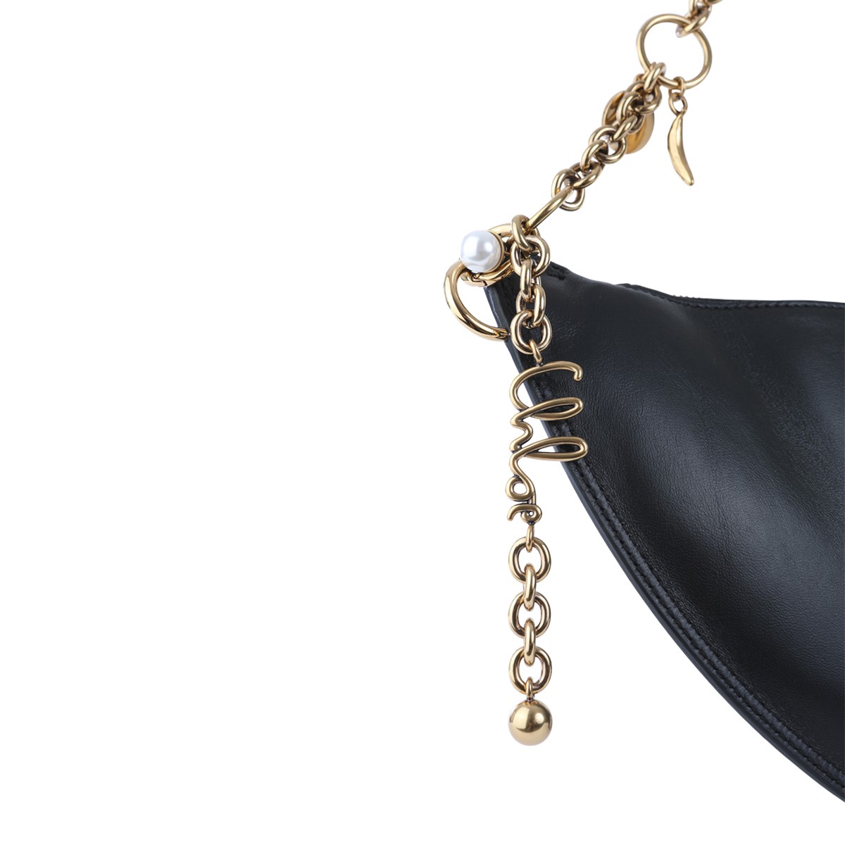 BLACK LEATHER ICONS SHOULDER BAG