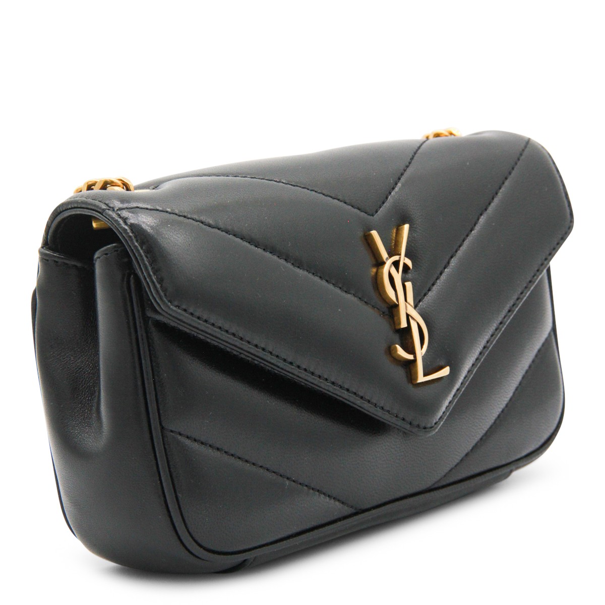 BLACK LEATHER LOULOU MINI BAG