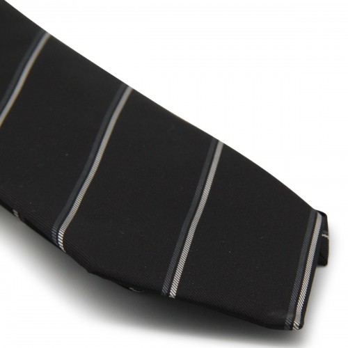 BLACK AND GREY SILK TIE 2