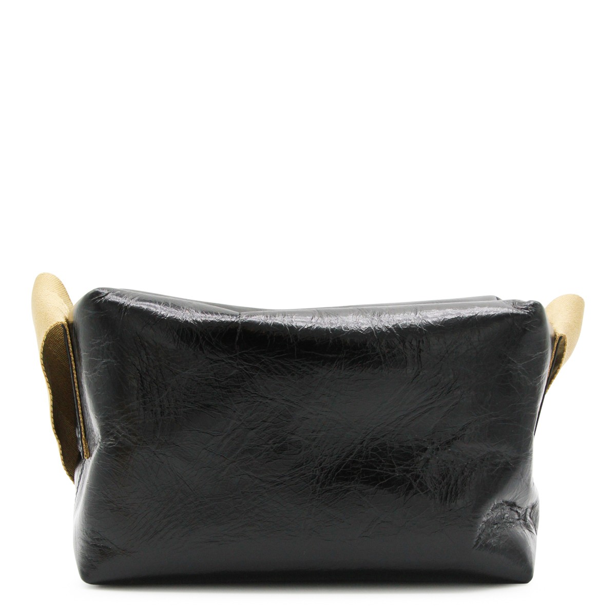 BLACK LEATHER TOFU MEDIUM SHOULDER BAG