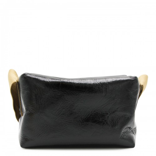 BLACK LEATHER TOFU MEDIUM SHOULDER BAG