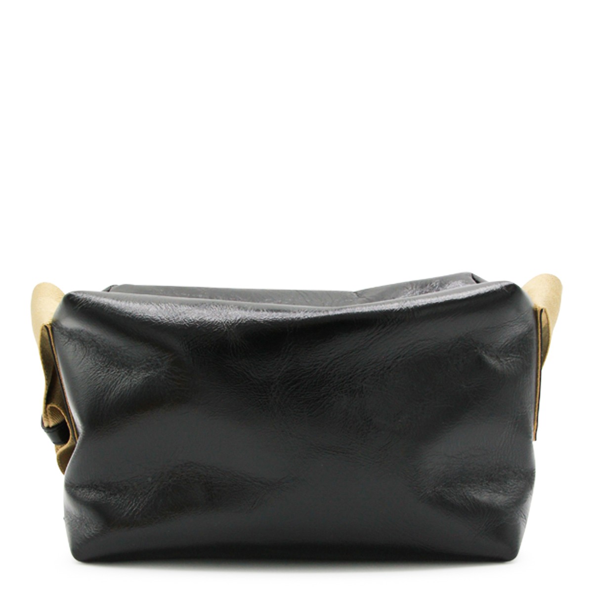 BLACK LEATHER TOFU MEDIUM SHOULDER BAG