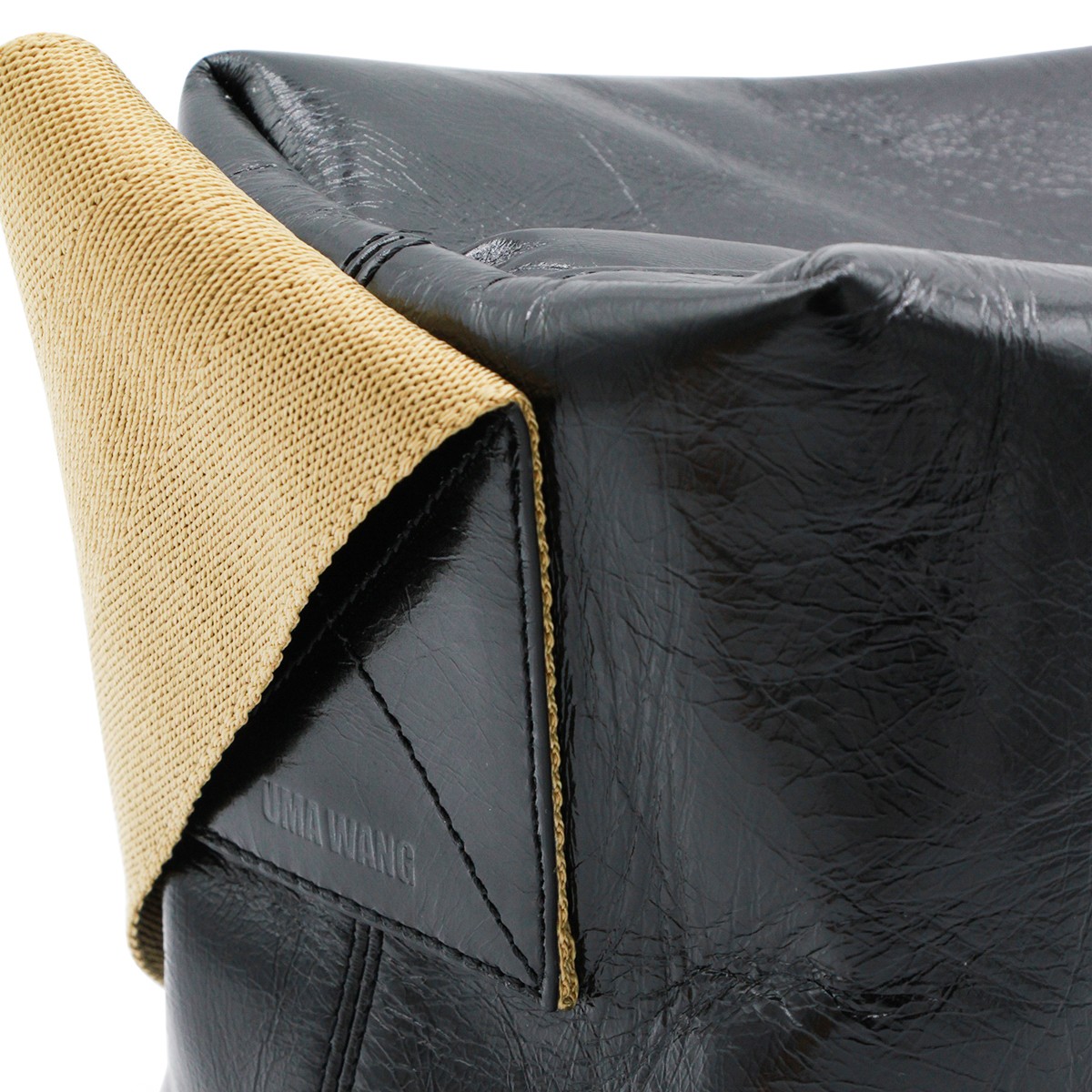 BLACK LEATHER TOFU MEDIUM SHOULDER BAG