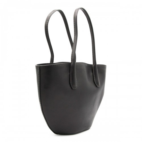 BLACK LEATHER ALGER TOTE