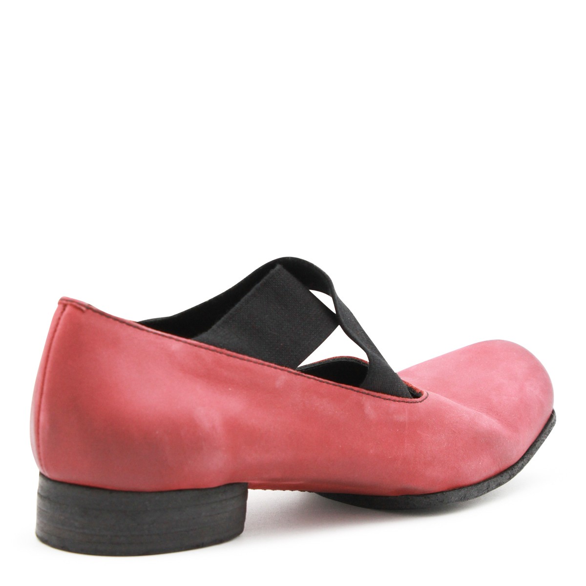 RED AND BLACK LEATHER BALLET FLATS