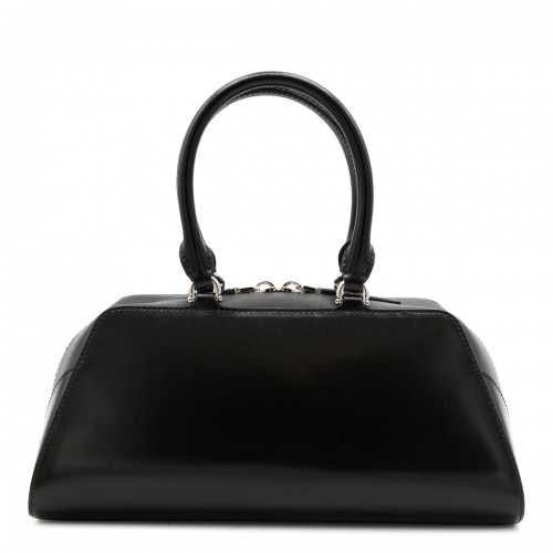 BLACK LEATHER ANTIGONA EAST-WEST TOP HANDLE BAG