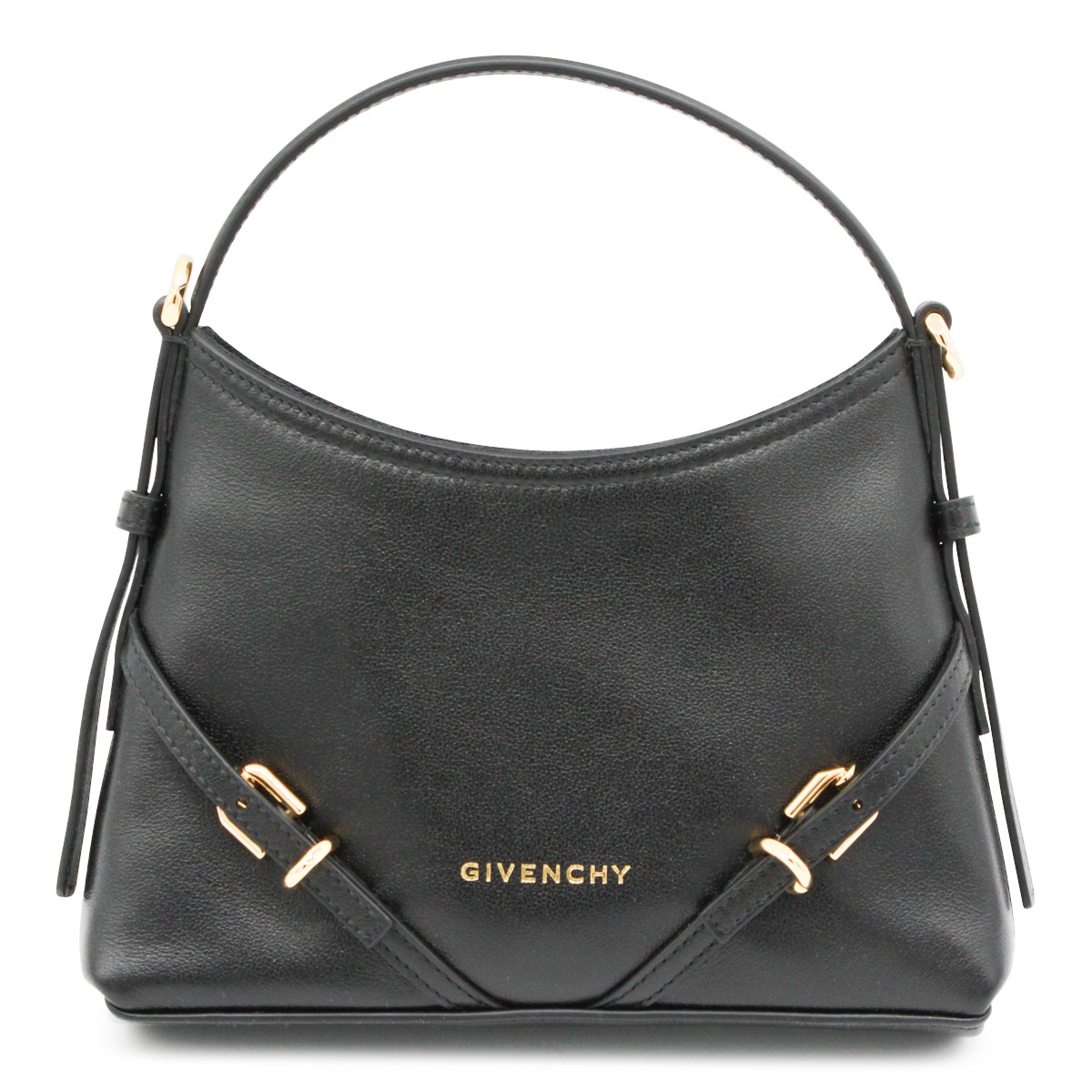 BLACK LEATHER VOYOU SHOULDER BAG