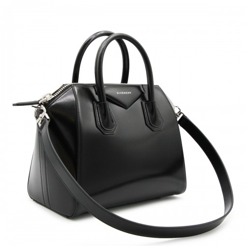 BLACK LEATHER ANTIGONA SMALL TOP HANDLE BAG