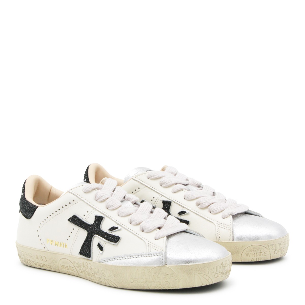 WHITE LEATHER STEVEND SNEAKERS