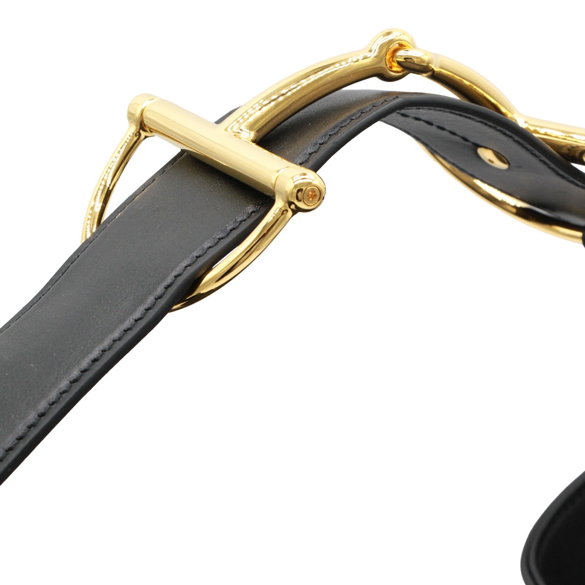 BLACK LEATHER MAXI HORSEBIT SHOULDER BAG