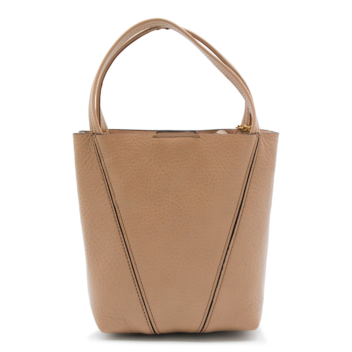 BEIGE LEATHER SPIN TOTE