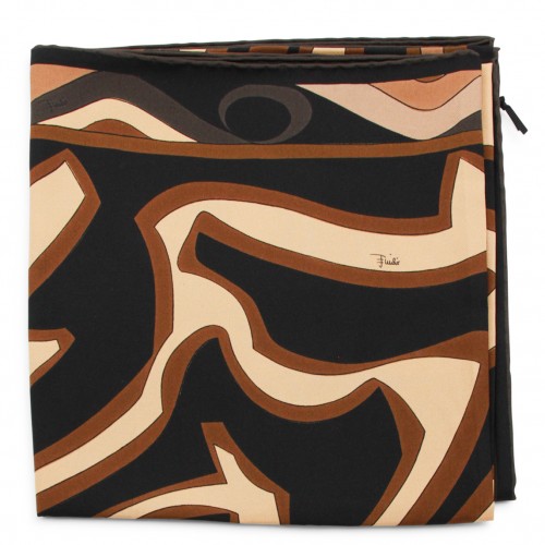 BLACK AND GOLD SILK SCARF