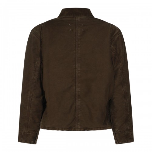 DARK BROWN COTTON CASUAL JACKET