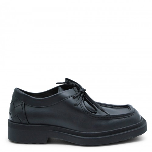 BLACK LEATHER LACE UP SHOES