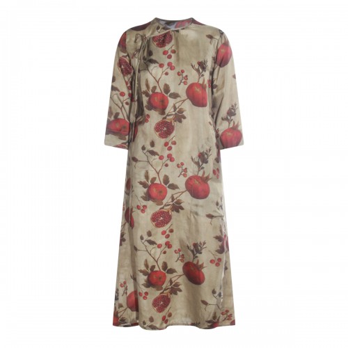 RED AND GREEN VISCOSE AGINA DRESS