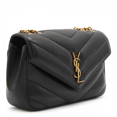 BLACK LEATHER LOULOU SMALL TOP HANDLE BAG