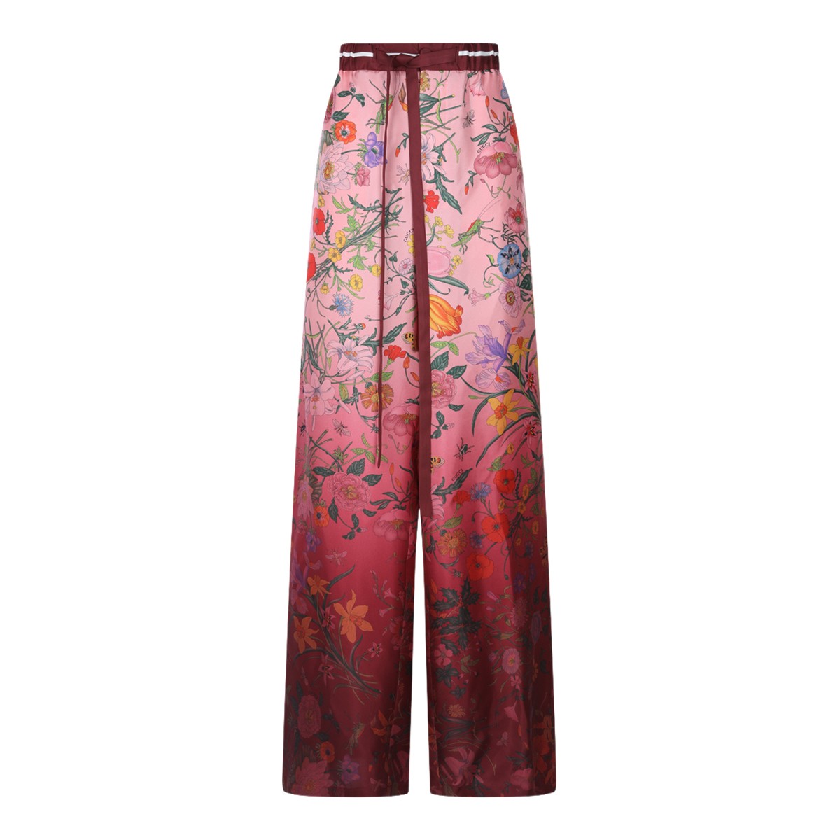 PINK AND RED ANCORA SILK PANTS