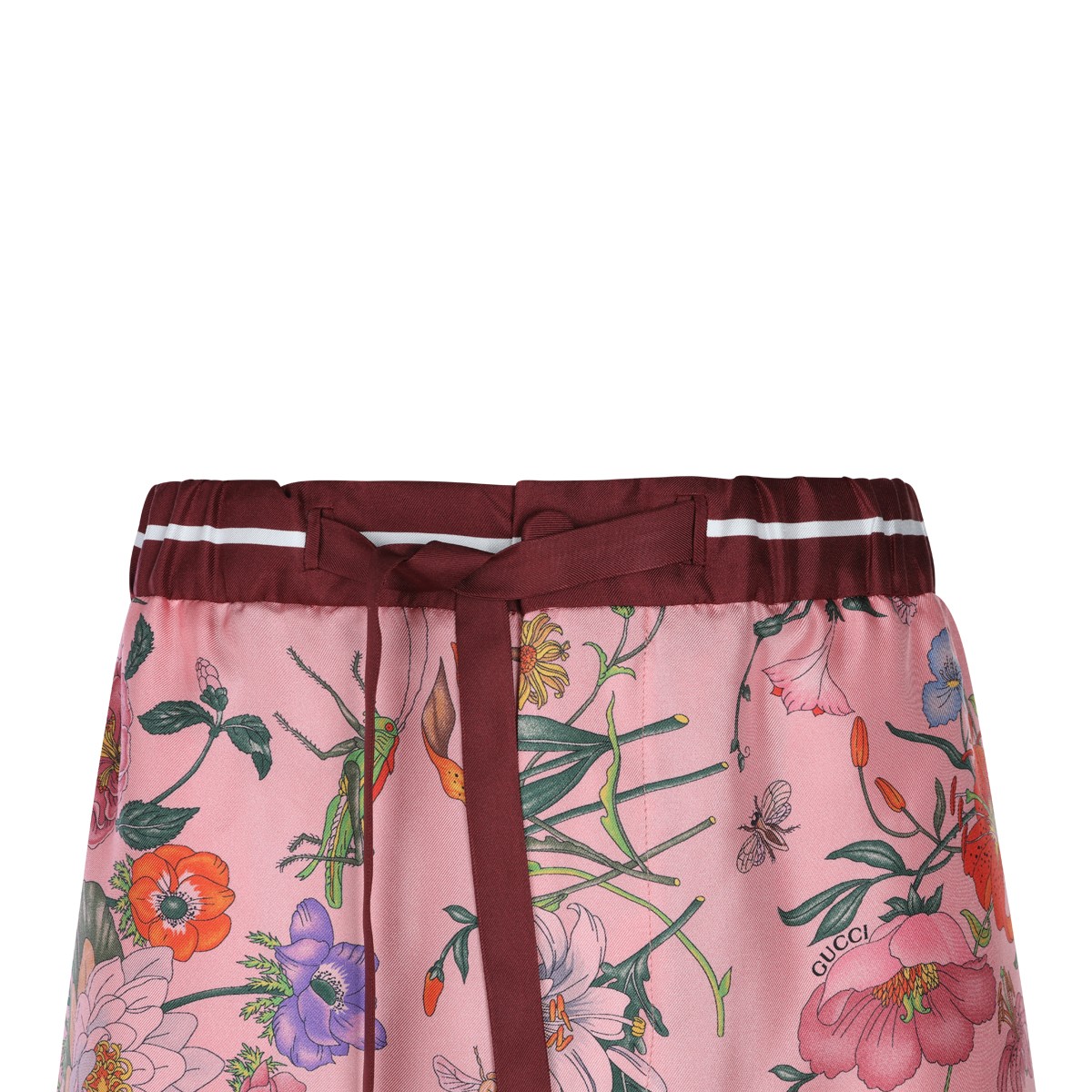 PINK AND RED ANCORA SILK PANTS