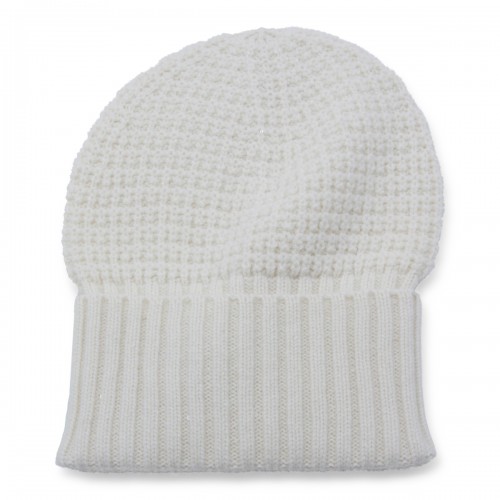 WHITE WOOL BEANIE