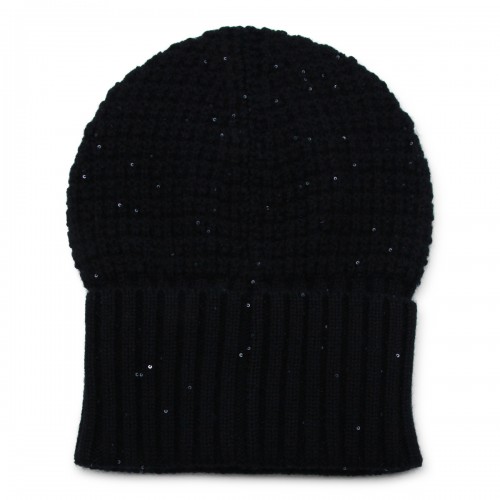 BLACK WOOL BEANIE