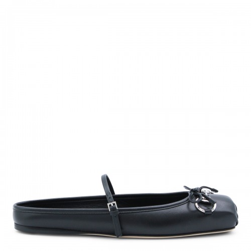 BLACK LEATHER FLATS