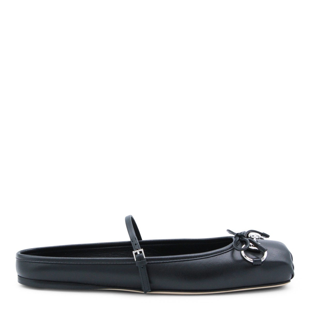 BLACK LEATHER FLATS