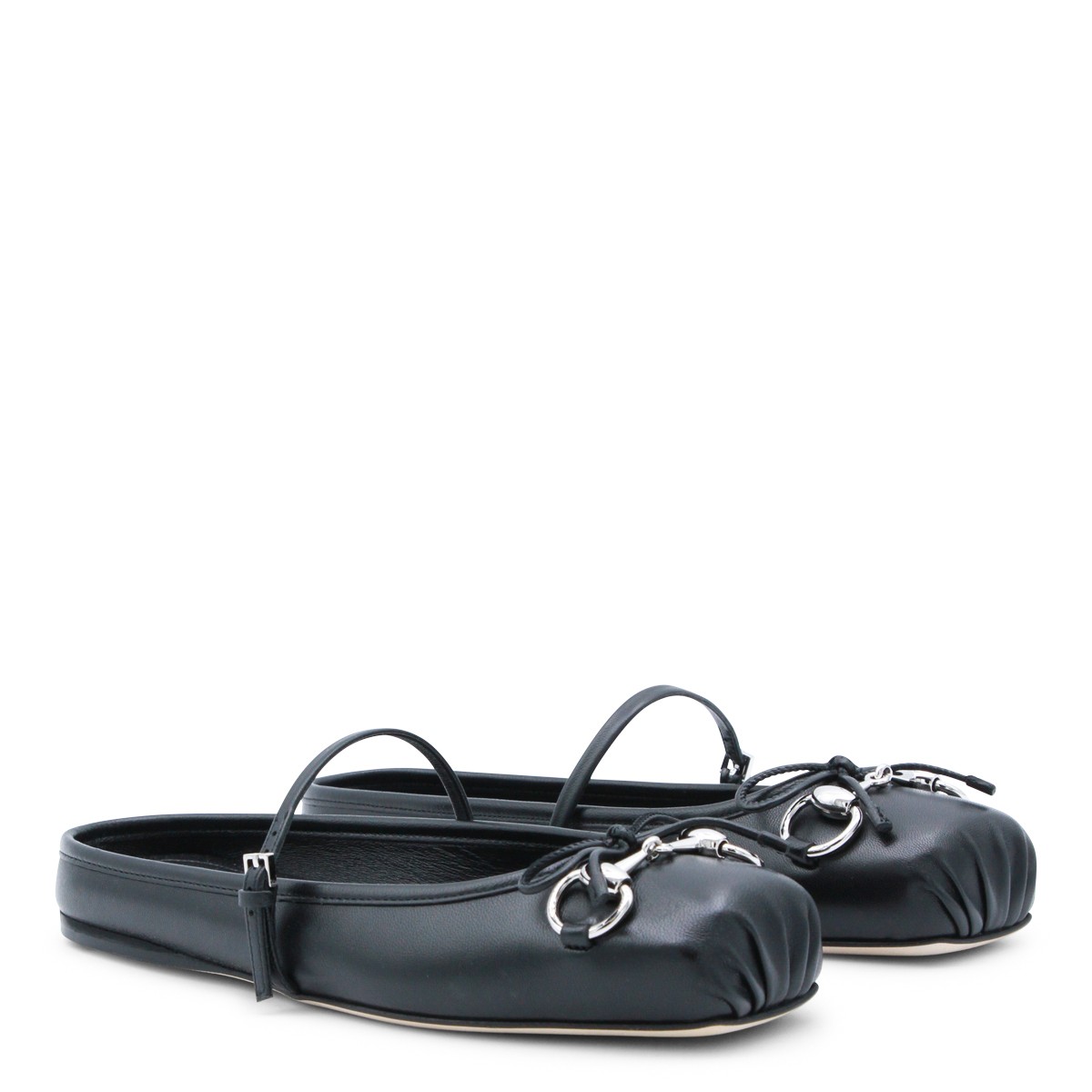BLACK LEATHER FLATS