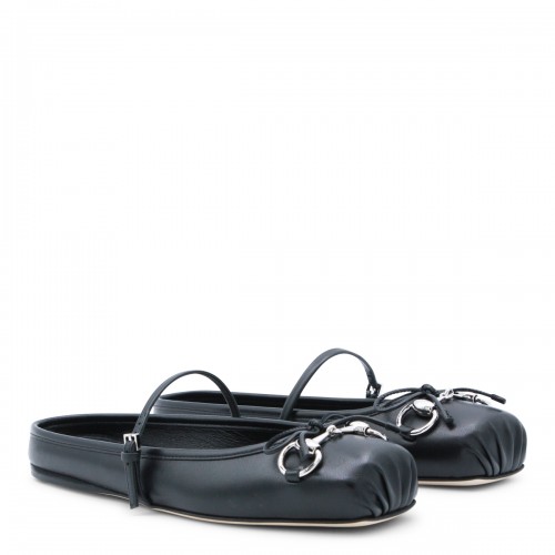 BLACK LEATHER FLATS