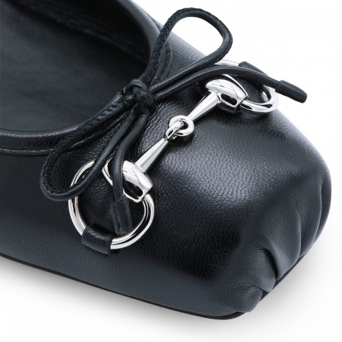 BLACK LEATHER FLATS
