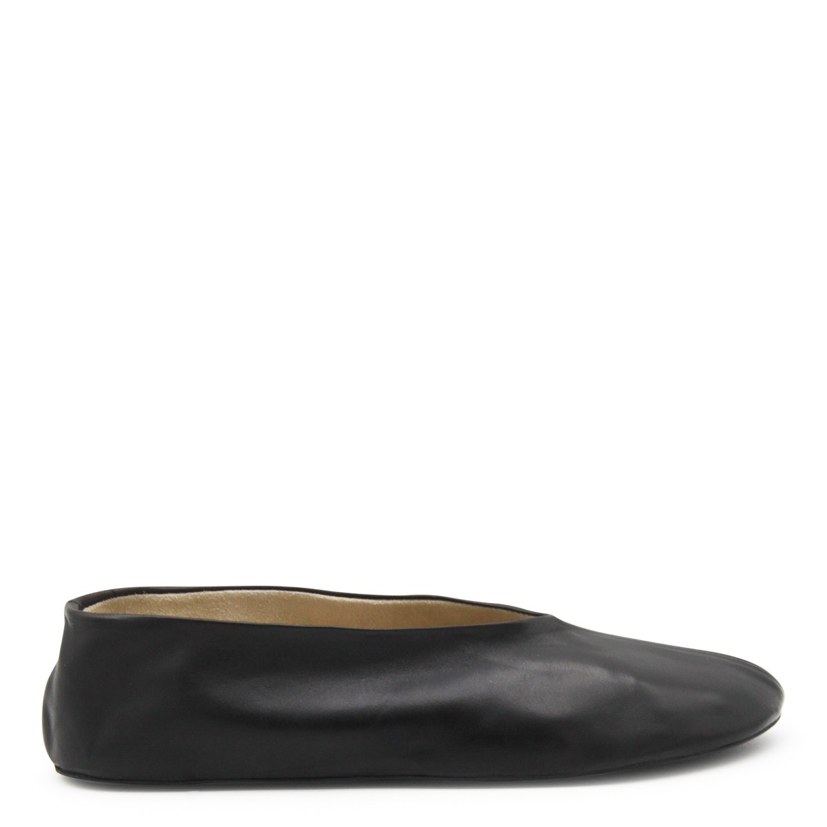 BLACK LEATHER FLATS