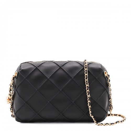 BLACK LEATHER FLEMING CROSSBODY BAG