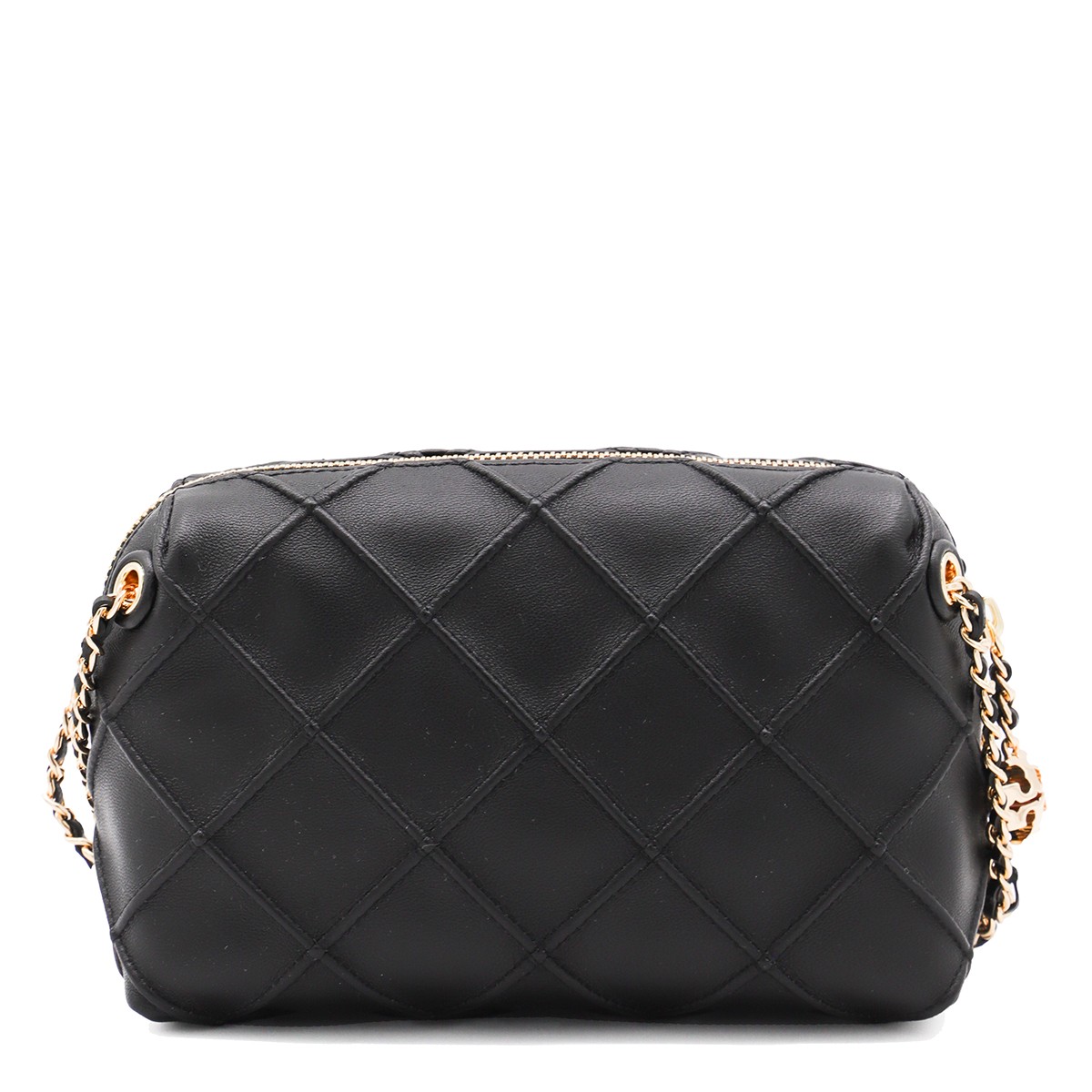 BLACK LEATHER FLEMING CROSSBODY BAG