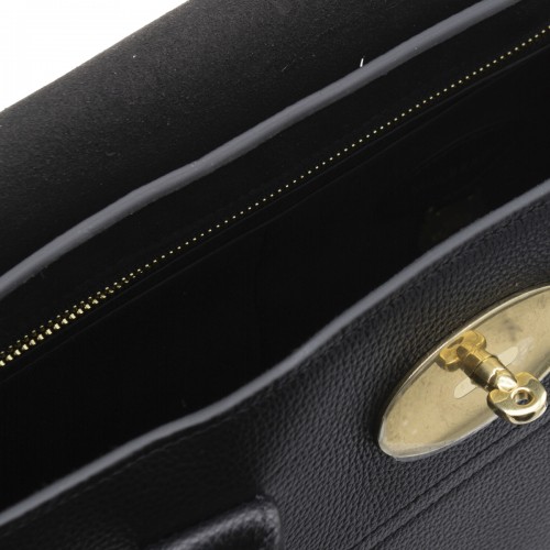 BLACK LEATHER BAYSWATER TOP HANDLE BAG