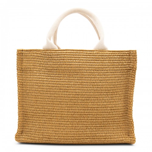 BEIGE CANVAS TROPICALIA TOTE BAG