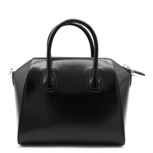 BLACK LEATHER ANTIGONA SMALL TOP HANDLE BAG