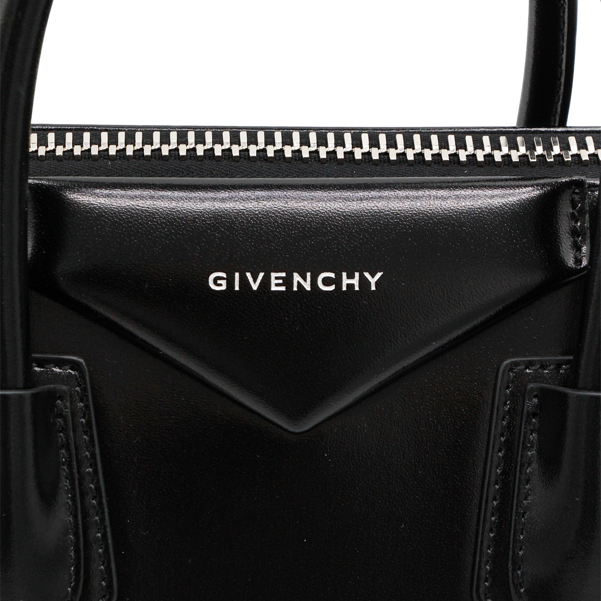 BLACK LEATHER ANTIGONA SMALL TOP...