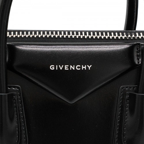 BLACK LEATHER ANTIGONA SMALL TOP HANDLE BAG