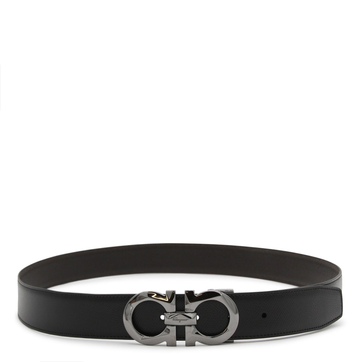 BLACK LEATHER GANCINI BELT